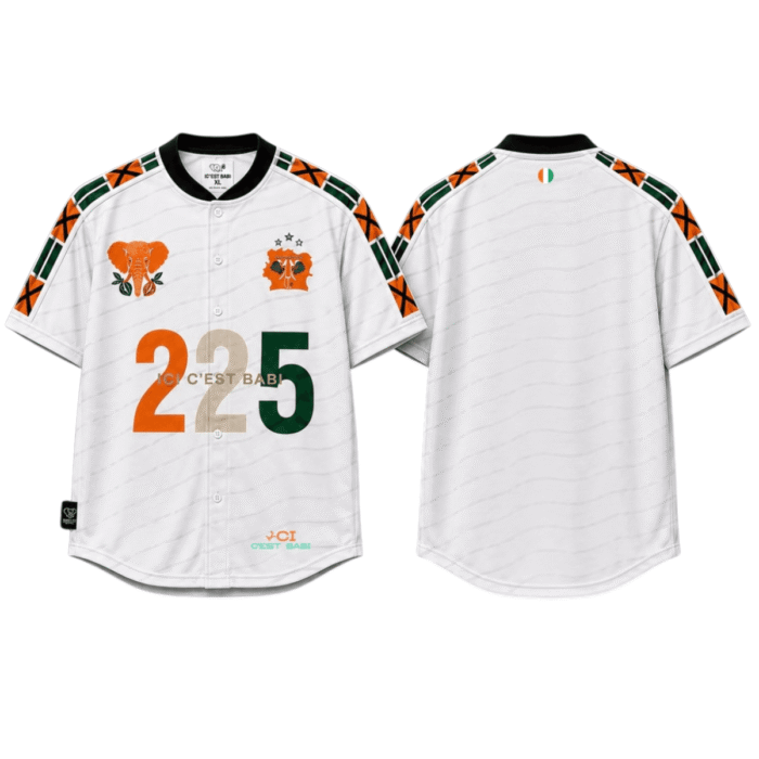LE CODE 225 — Maillot Baseball Premium (Blanc) - ICI C’EST BABI Côte d’Ivoire